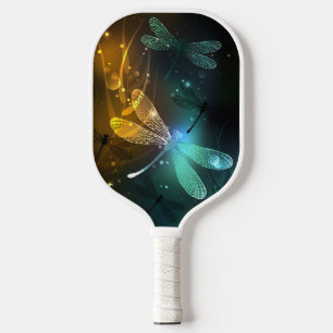 Green luminous dragonfly flight pickleball paddle