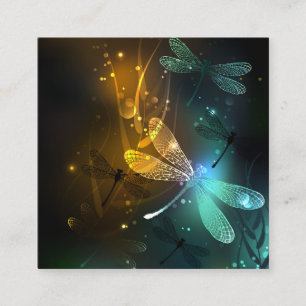 Green luminous dragonfly flight referral card
