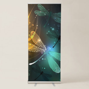 Green luminous dragonfly flight retractable banner