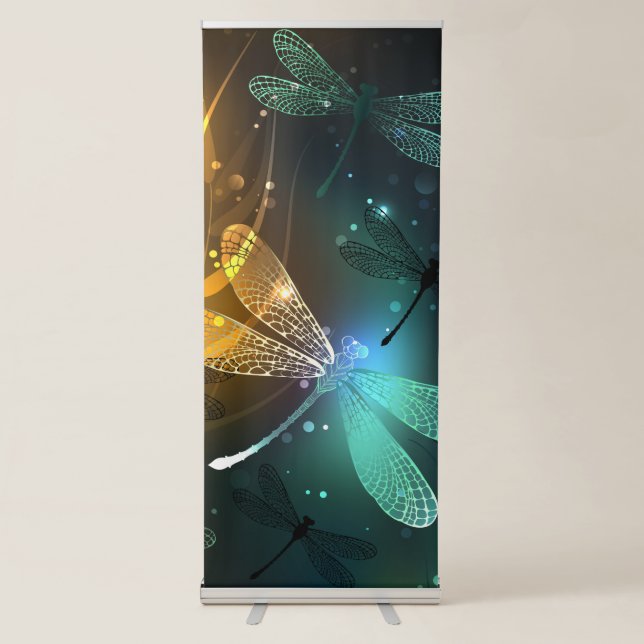 Green luminous dragonfly flight retractable banner (Front)