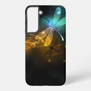 Green luminous dragonfly flight samsung galaxy case