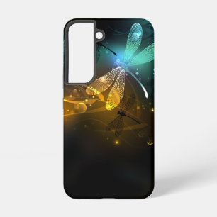 Green luminous dragonfly flight samsung galaxy case