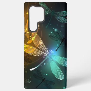 Green luminous dragonfly flight samsung galaxy case