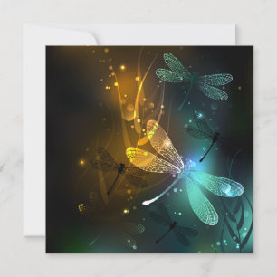 Green luminous dragonfly flight save the date