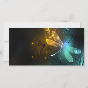 Green luminous dragonfly flight save the date