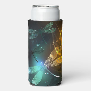 Green luminous dragonfly flight seltzer can cooler