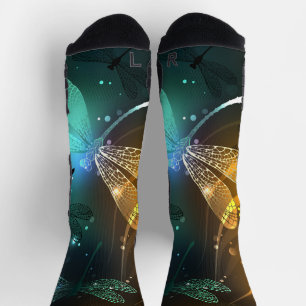 Green luminous dragonfly flight socks