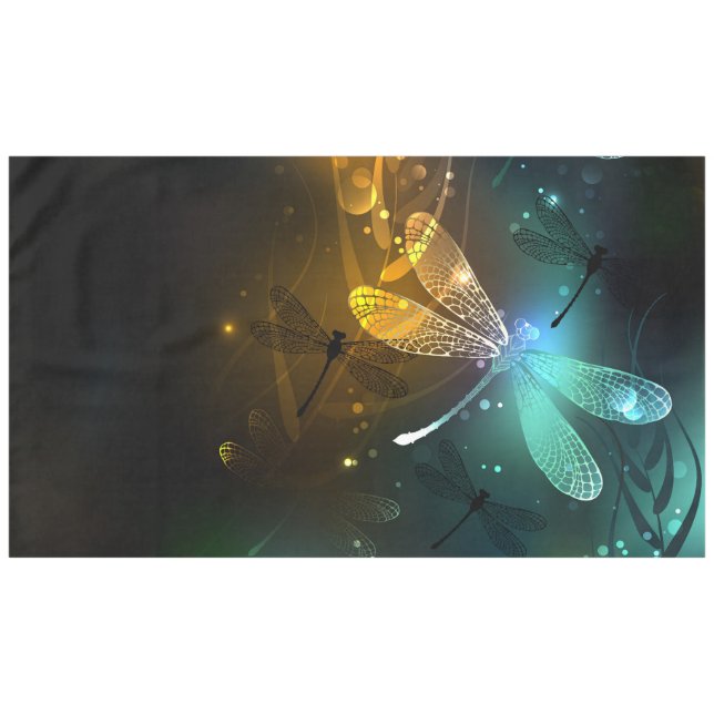 Green luminous dragonfly flight tablecloth (Front (Horizontal))