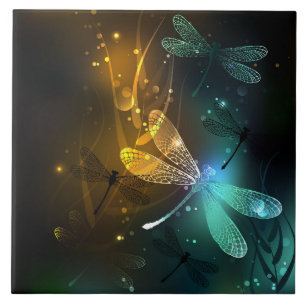 Green luminous dragonfly flight tile