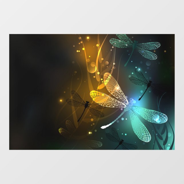 Green luminous dragonfly flight window cling (Sheet)