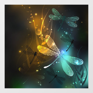 Green luminous dragonfly flight window cling