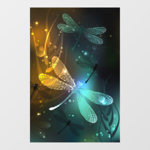 Green luminous dragonfly flight window cling