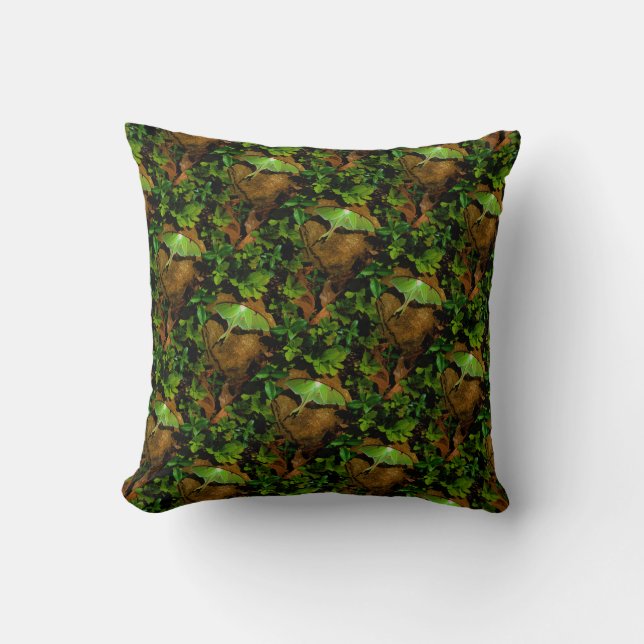 Green Luna moth Cushion (Front)
