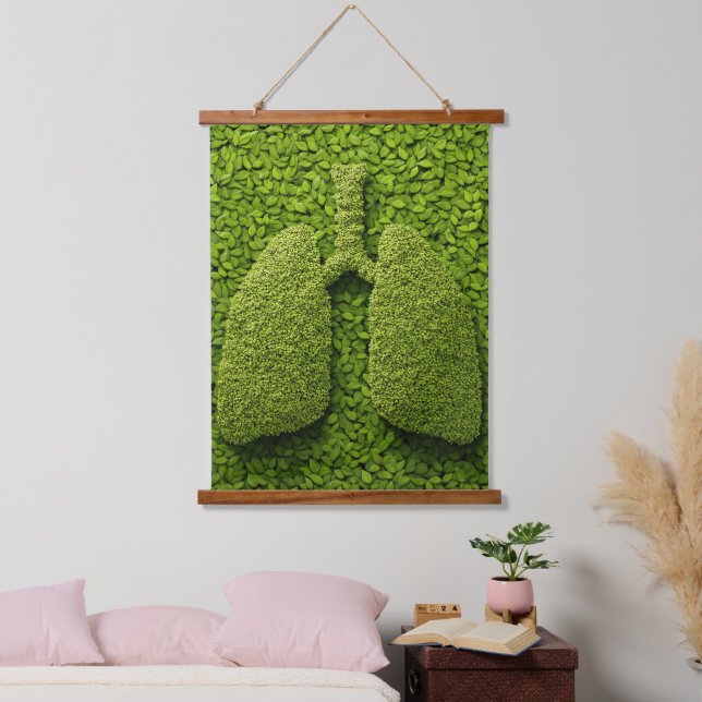 Green Lungs Made of Leaves Hanging Tapestry (Bedroom)
