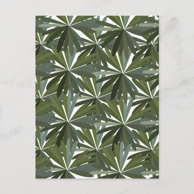 Green Lupine Leaves Pattern Postcard (Front)