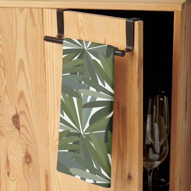 Green Lupine Leaves Tea Towel (Thirds Fold)