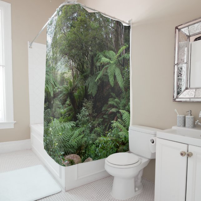 Green Lush Rainforest Nature Australia Shower Curtain (In Situ)