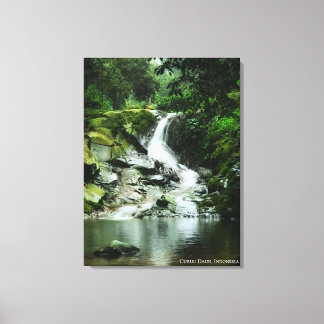 Green Lush Tranquil Waterfall Indonesia Landscape Canvas Print