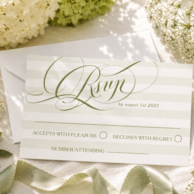 Green Luxury Calligraphy Wedding RSVP Card (Creator Uploaded)