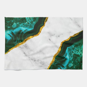 Green Luxury Decor Interior Marble Stone Glitter Tea Towel