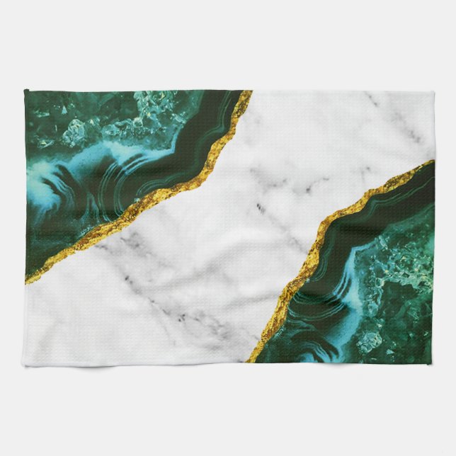 Green Luxury Decor Interior Marble Stone Glitter   Tea Towel (Horizontal)