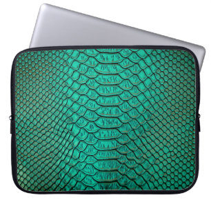 Green Luxury Snake Skin Closeup Laptop Sleeve