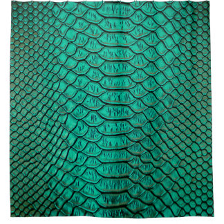 Green Luxury Snake Skin Closeup Shower Curtain