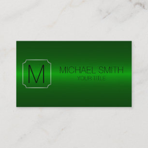 Green Luxury Stainless Steel Metal Monogram Business Card