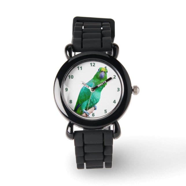 Green Macaw Parrot on a Limb Customisable Watch (Front)