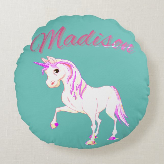 Green "Madison" Personalised Name Throw Pillow (Front)