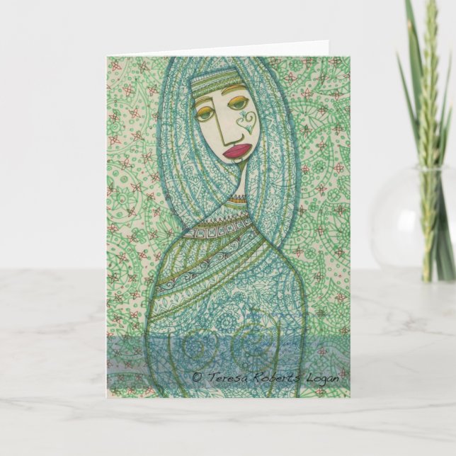 Green Madonna Thank You Card (Front)