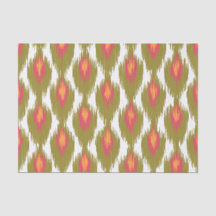 Green Magenta Abstract Tribal Ikat Diamond Pattern Tissue Paper