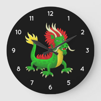 Green Magic Chinese Dragon Large Clock