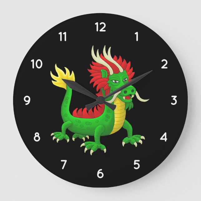 Green Magic Chinese Dragon Large Clock (Front)