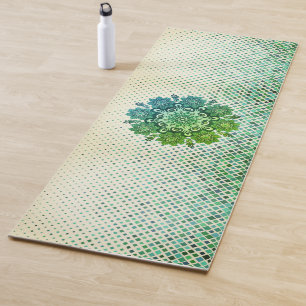 Green magic mandala yoga mat