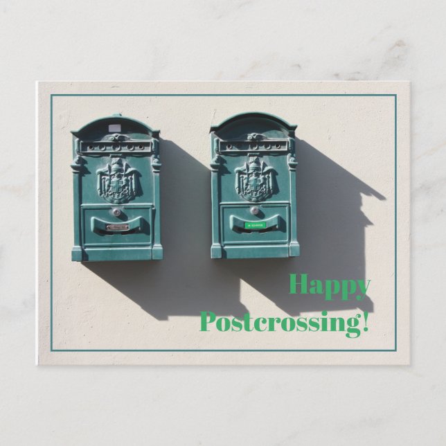 green mailbox happy postcrossing postcard (Front)