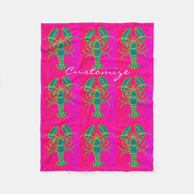 green maine lobster red Thunder_Cove Fleece Blanket (Front)