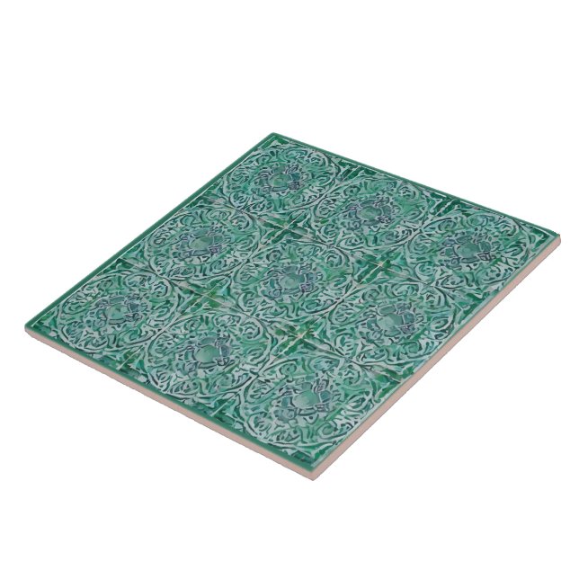 Green maiolica style tile (Side)