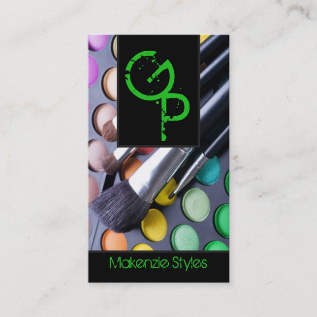 Green Make Up Artist Palette Business Card (Front)