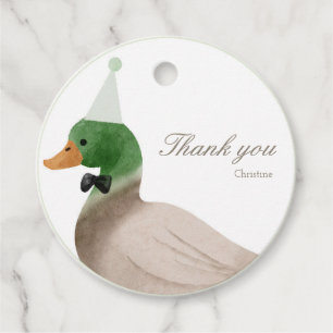 Green Mallard Duck Round Favour Tag