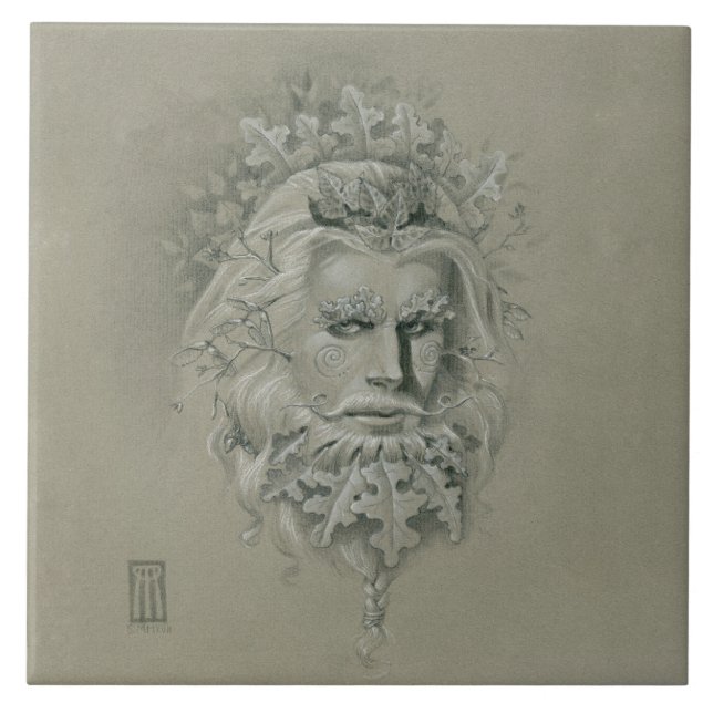 Green Man 2.0 with Oak Leaf Beard  Tile (Front)