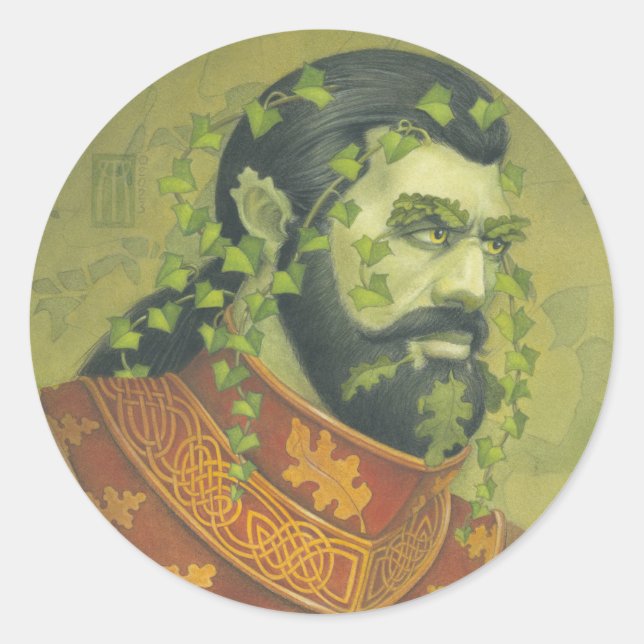 Green Man Classic Round Sticker (Front)