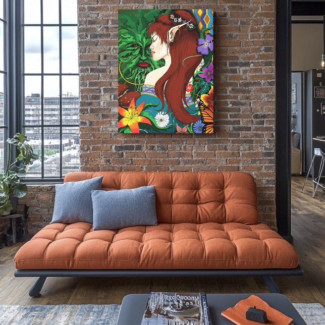 Green Man Elf Fantasy Floral Canvas Print (Creator Uploaded)