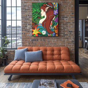 Green Man Elf Fantasy Floral Illustration Canvas Print