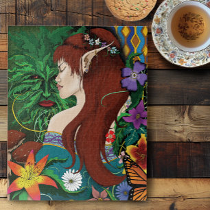 Green Man Elf Fantasy Floral Jigsaw Puzzle