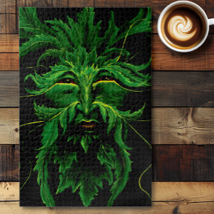 Green Man Fae Leaves Black Jigsaw Puzzle