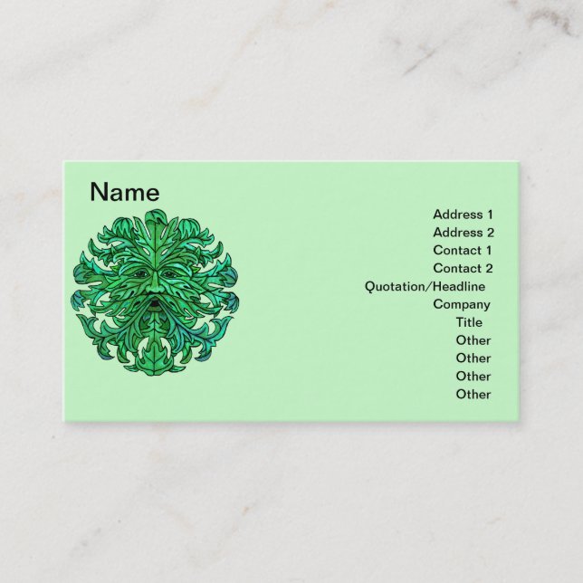Green Man Gaze Business Cards (Front)