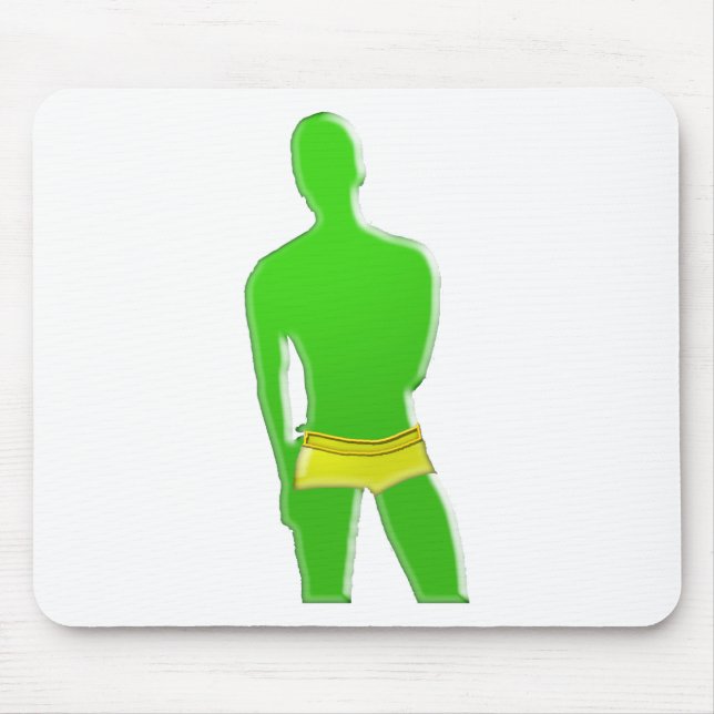 Green Man in Yellow Underwear Mouse Mat (Front)