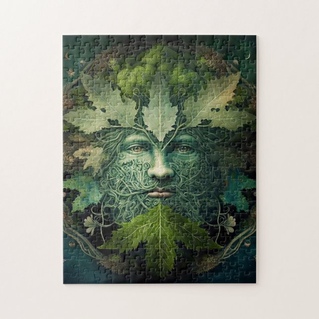 Green Man Mandala Fantasy Art Jigsaw Puzzle (Vertical)