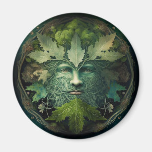 Green Man Mandala Fantasy Art Magnet